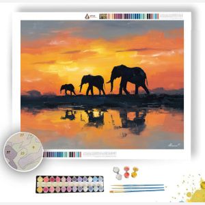 ELEPHANT TWILIGHT WALK - Paint by Numbers Full Kit