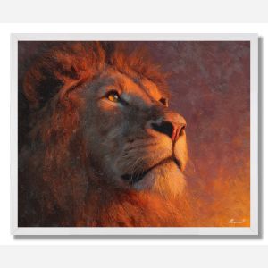 LION AT SUNSET - FRAMED