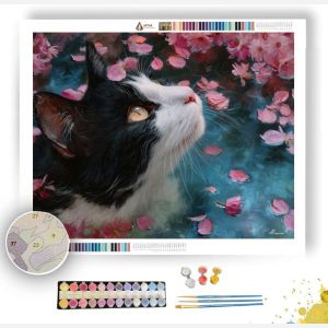 CAT UNDER BLOSSOMS - Paint by Numbers Full Kit