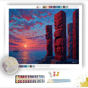 MAORI CARVINGS AT SUNSET - Paint by Numbers Full Kit