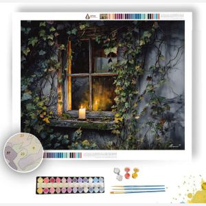 CANDLELIT WINDOW NIGHT - Paint by Numbers Full Kit