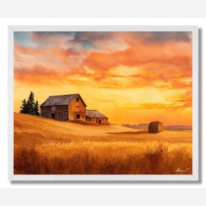 GOLDEN HARVEST SUNSET - FRAMED