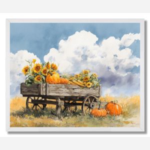RUSTIC PUMPKIN CART - FRAMED