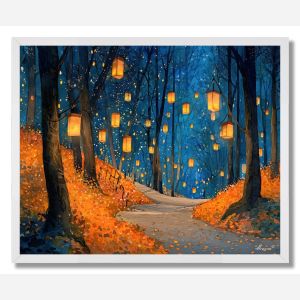 AUTUMN LANTERN PATH - FRAMED