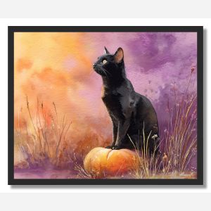 BLACK CAT TWILIGHT - FRAMED