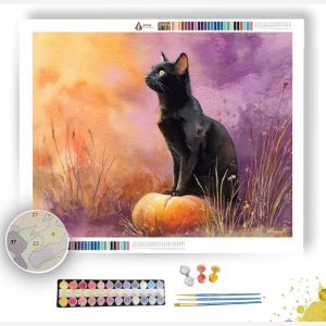 BLACK CAT TWILIGHT - Paint by Numbers Full Kit