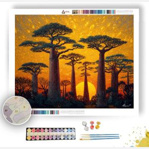 MADAGASCAR SUNSET TREES - Paint by Numbers Full Kit