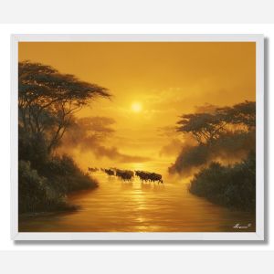 KENYAN RIVER CROSSING - FRAMED