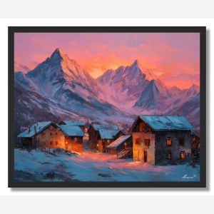 FRENCH ALP SUNSET - FRAMED