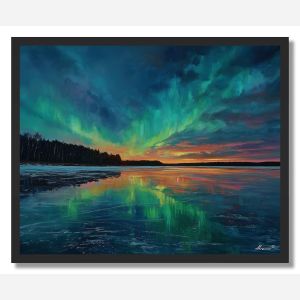 FINNISH LAKE AURORA - FRAMED