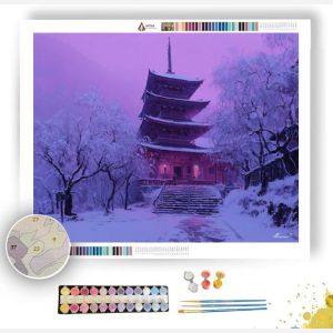 JAPANESE TEMPLE SNOW - Paint by Numbers Full Kit