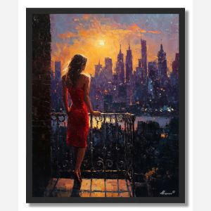 WOMAN ON BALCONY - FRAMED