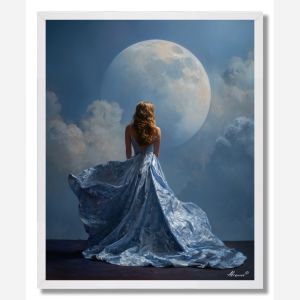 WOMAN AND MOON - FRAMED