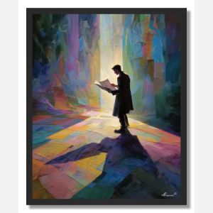 MAN WITH MAPS - FRAMED