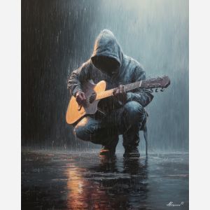 MUSICIAN UNDER RAIN