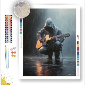 MUSICIAN UNDER RAIN - Paint by Numbers Full Kit