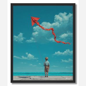 BOY AND KITE - FRAMED