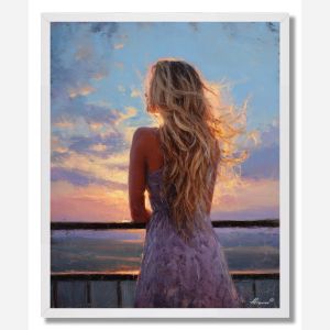 WOMAN ON THE BALCONY - FRAMED