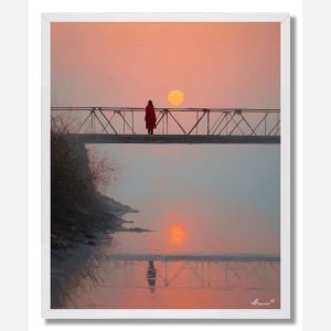WOMAN ON BRIDGE - FRAMED