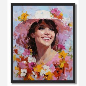 FLORAL HAT LADY - FRAMED