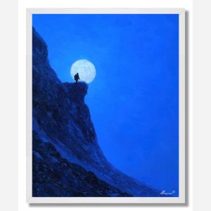 MAN AND THE MOON - FRAMED