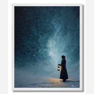 WOMAN WITH LANTERN - FRAMED