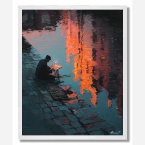 PAINTER BY THE CANAL - FRAMED