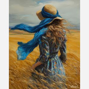 WOMAN WITH BLUE SCARF