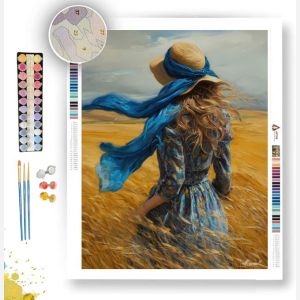 WOMAN WITH BLUE SCARF - Paint by Numbers Full Kit