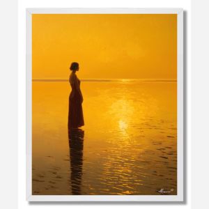 WOMAN UNDER GOLD SKY - FRAMED