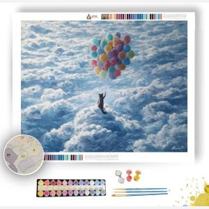 CAT WITH BALLOON CLOUDS - Paint by Numbers Full Kit