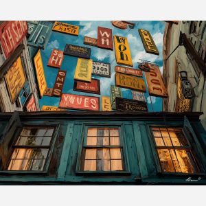 STREET OF FLOATING SIGNS