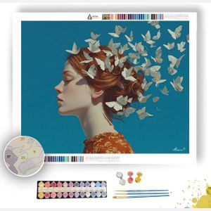 LADY WITH PAPER BUTTERFLIES - Paint by Numbers Full Kit