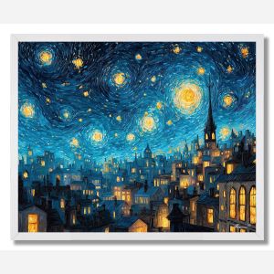 DOODLE NIGHT SKY - FRAMED