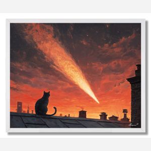 CAT AND COMET - FRAMED