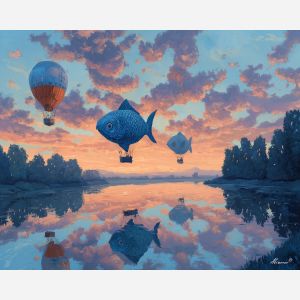 SUNSET WITH BALLOON FISH