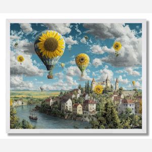 SUNFLOWER BALLOONS - FRAMED