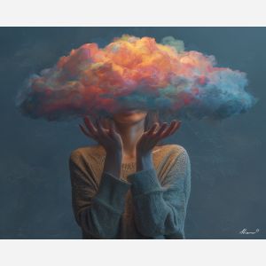 WOMAN WITH COLOR CLOUD