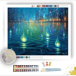 CITY WITH BLUE RAIN - Paint by Numbers Full Kit