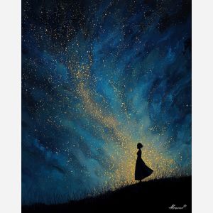 GOLD WOMAN UNDER STARS