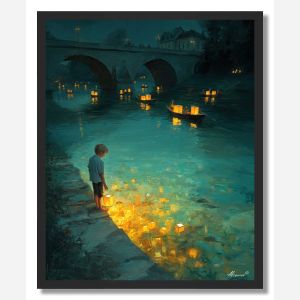 CHILD BY RIVER LIGHT - FRAMED