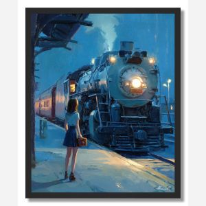 GIRL ON TRAIN PLATFORM - FRAMED