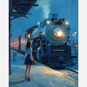 GIRL ON TRAIN PLATFORM