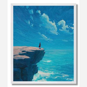 WOMAN ON CLIFF EDGE - FRAMED