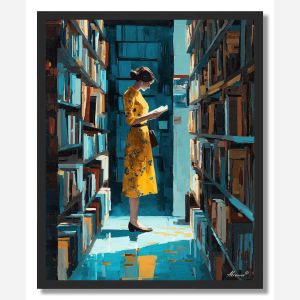 WOMAN IN THE BOOKSTORE - FRAMED