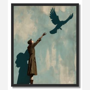WOMAN AND BIRD - FRAMED