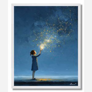 WOMAN LIGHTING STARS - FRAMED
