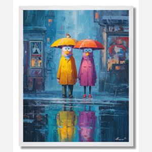 COUPLE IN RAIN - FRAMED