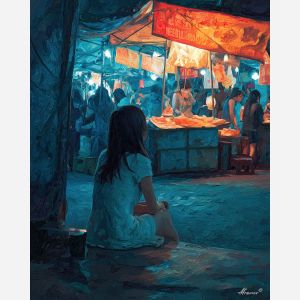 WOMAN UNDER NIGHT MARKET