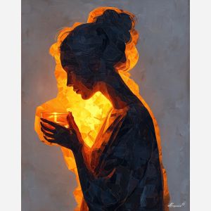 WOMAN WITH GLASS GLOW